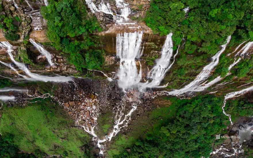 Nohsngithiang Falls in Meghalaya, India