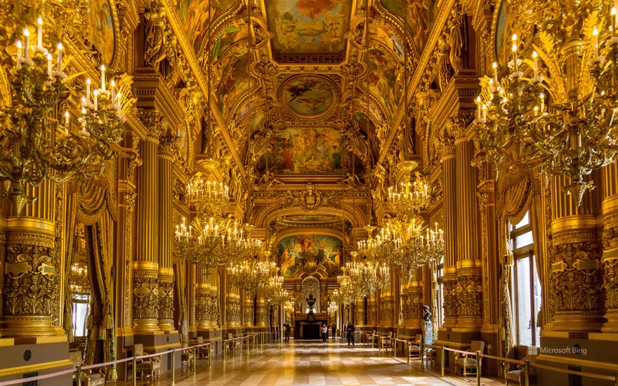 Interior view of the Opéra national de Paris Garnier taken on March 31, 2017, Paris