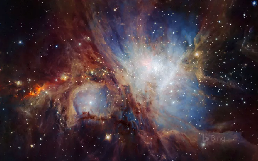 An infrared image of the Orion Nebula taken from the HAWK-I camera in Chile