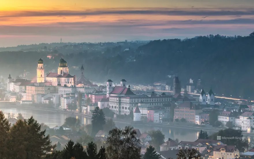 Dusk over the old town of Passau, Bavaria
