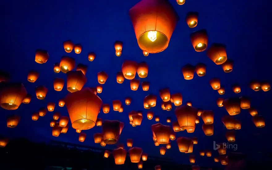 Pingxi Sky Lantern Festival in Taipei, Taiwan
