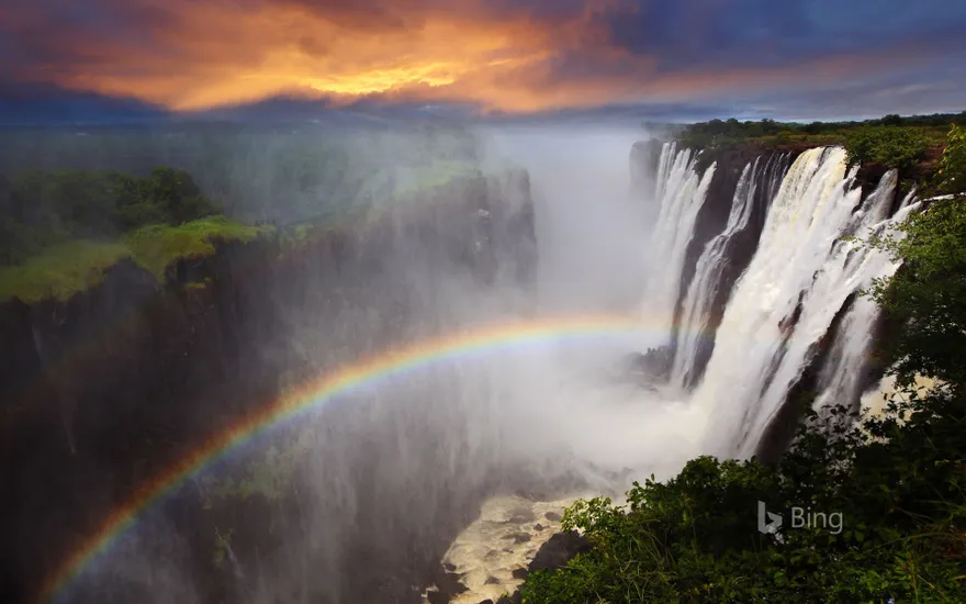 Rainbow at Victoria Falls in Zambia