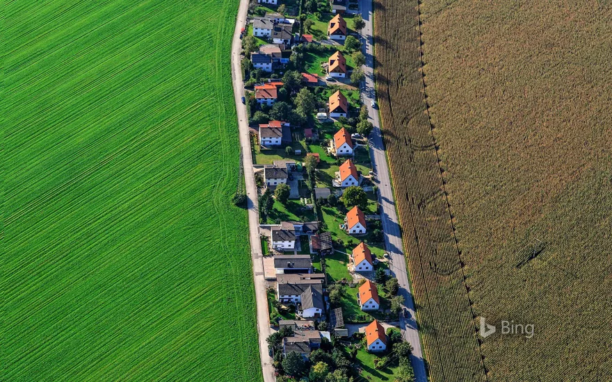 Aerial view of Poing, Bavaria, Germany