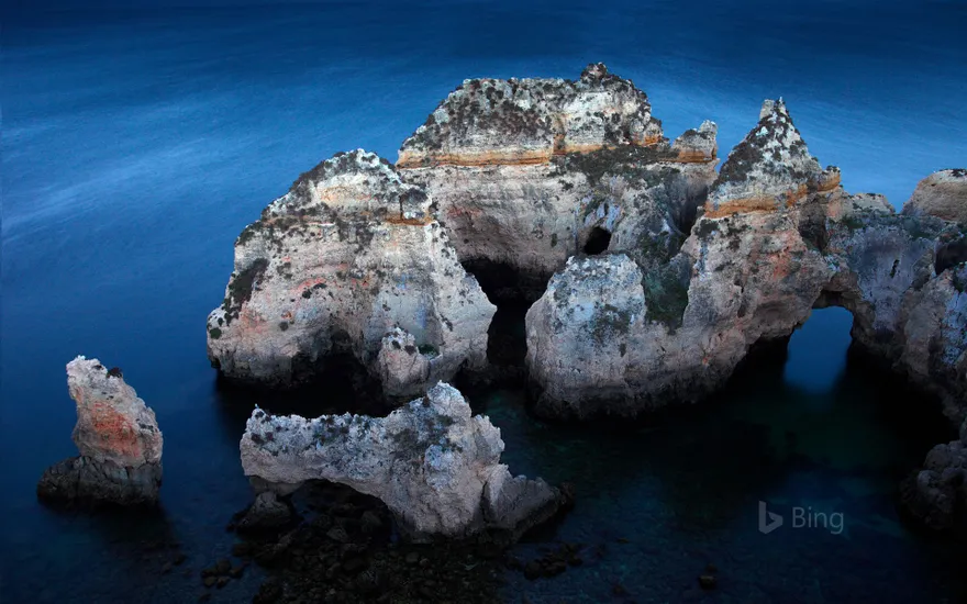 Ponta da Piedade rock formations off the coast of Algarve, Portugal