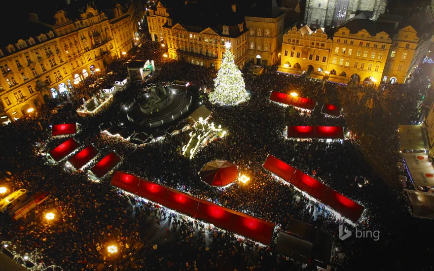 Holiday market in Old Town Square, Prague, Czech Republic
