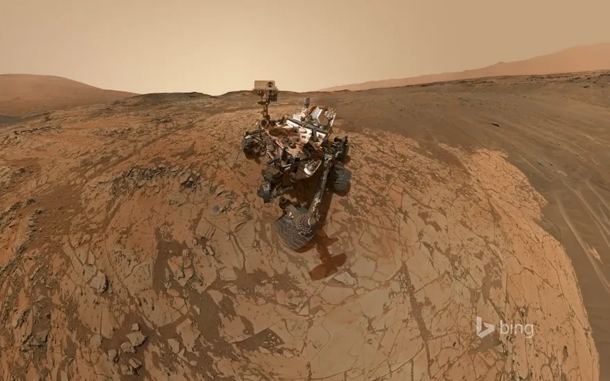NASA's robotic rover Curiosity at Mount Sharp on Mars