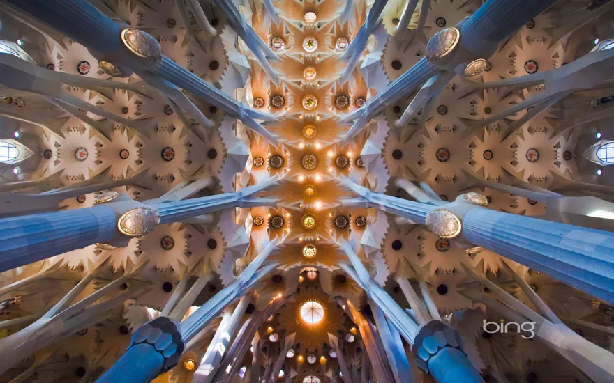 Ceiling of the Sagrada Família in Barcelona, Spain