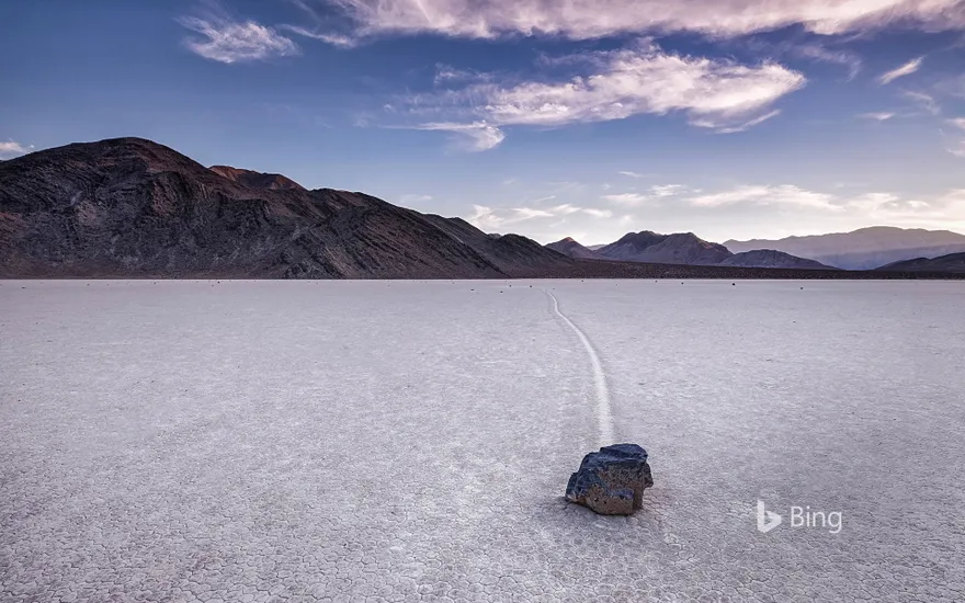 Sailing stone at Racetrack Playa in Death Valley National Park, California