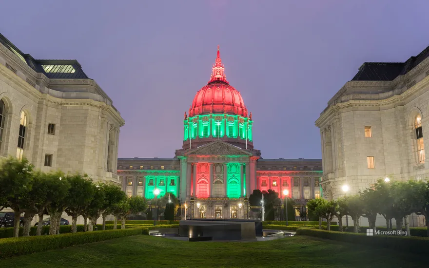 City Hall lit up for Juneteenth in San Francisco, California