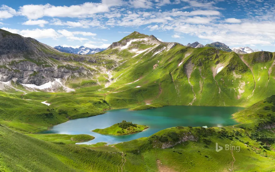 Panorama of the Schrecksee, a lake in Bavaria, Germany