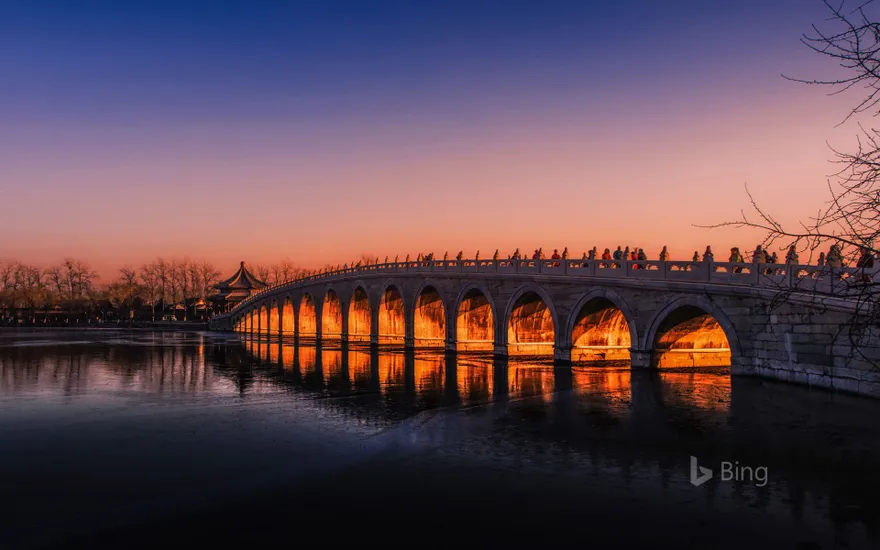 The Seventeen-Arch Bridge over Kunming Lake in Beijing Summer Palace, China