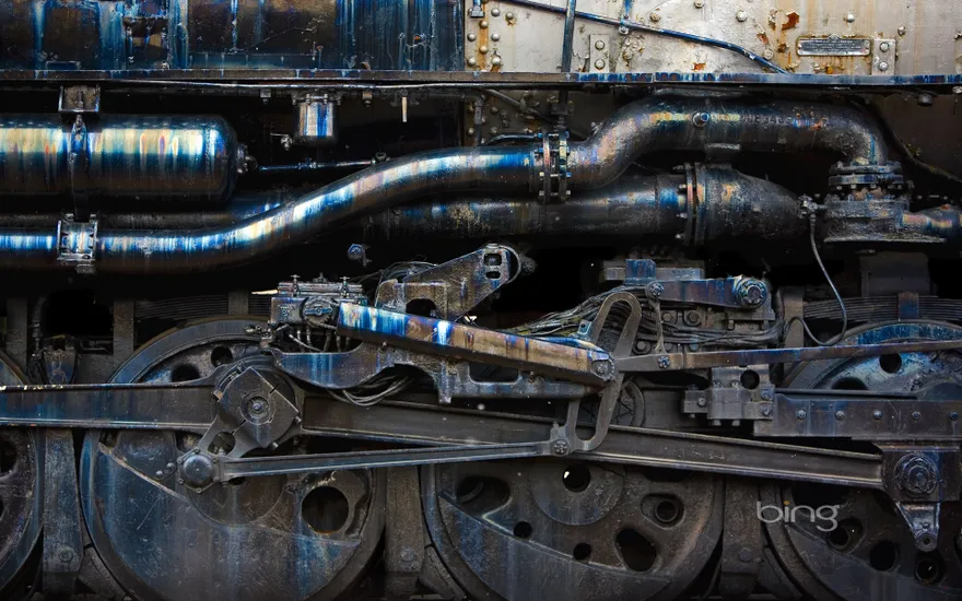 Detail of a steam engine at Steamtown National Historic Site, Scranton, Pennsylvania