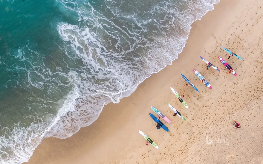 Surfers at Bronte Beach, near Sydney, Australia