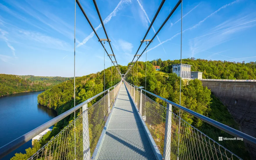 Titan RT - Pedestrian suspension bridge over Rappbode Dam and Rappbode in the Harz National Park, Saxony-Anhalt