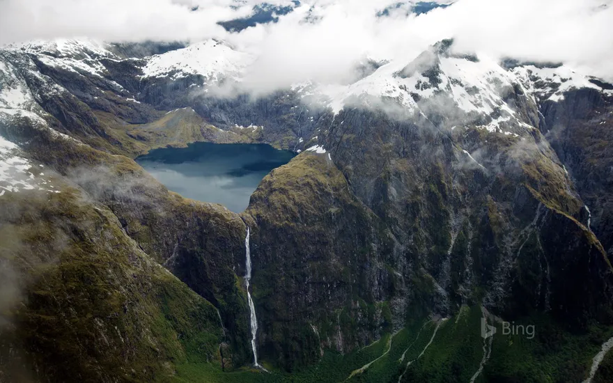 Sutherland Falls and Lake Quill in New Zealand