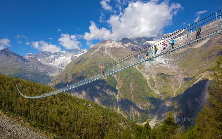 The Charles Kuonen Suspension Bridge near Randa, Switzerland