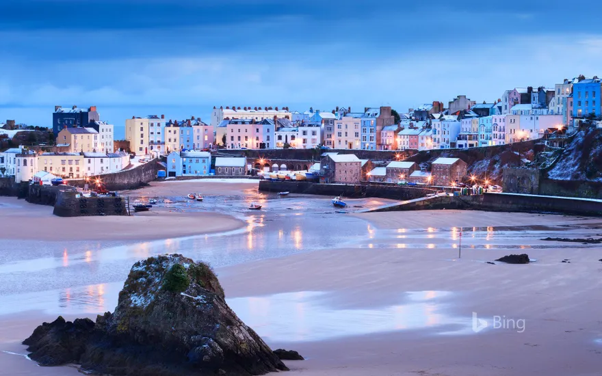 Wintertime at Tenby Harbour in Pembrokeshire, Wales