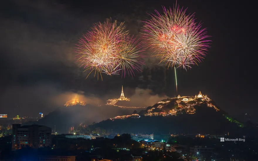 Fireworks over Phra Nakhon Khiri, Phetchaburi, Thailand