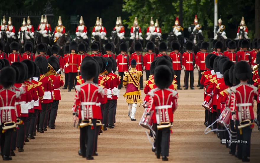 Guards Bands at Horse Guards Parade, London during Trooping the Colour 2014