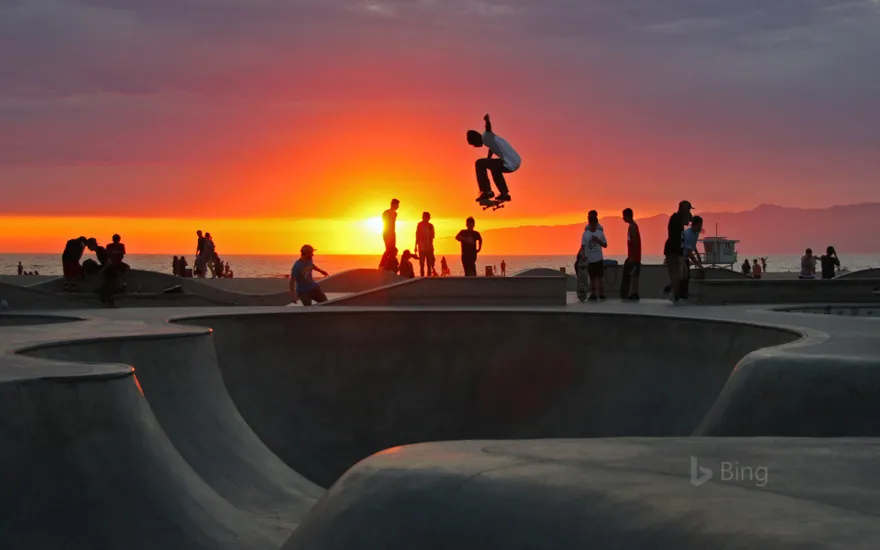 Skateboarding at Venice Beach, California