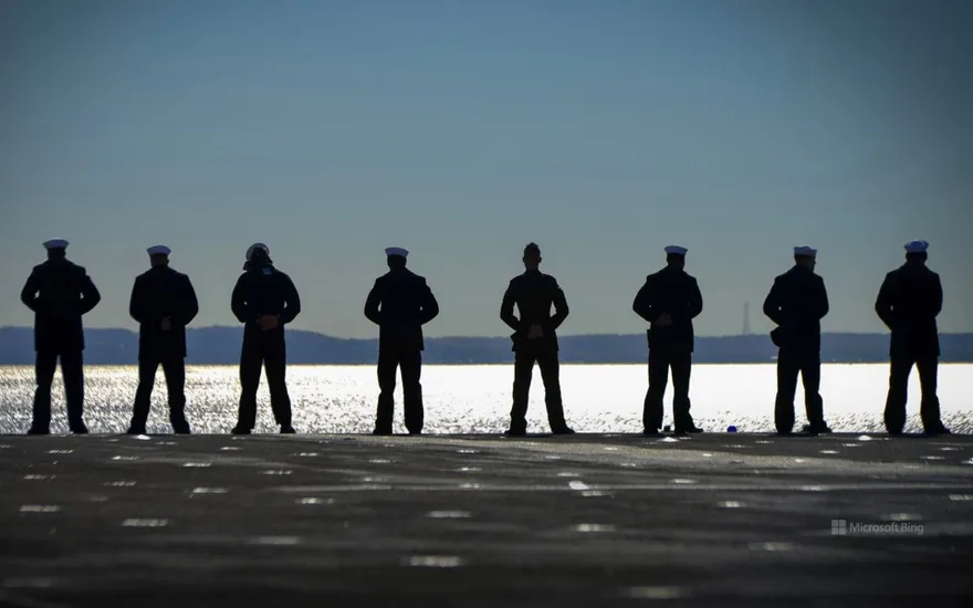 Sailors on the amphibious assault ship USS Iwo Jima on New York's Hudson River during Veterans Week, 2016