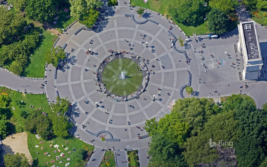 Aerial view of Washington Square Park, New York City, USA