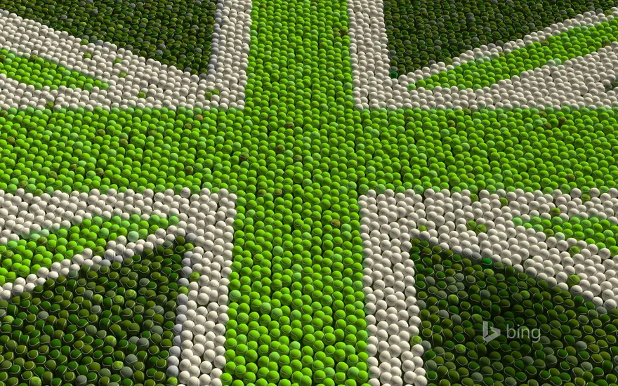 Great Britain Flag made up of green tennis balls