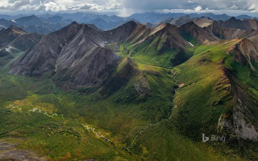 Rugged peaks and braided rivers in the Peel Watershed, Yukon, Canada