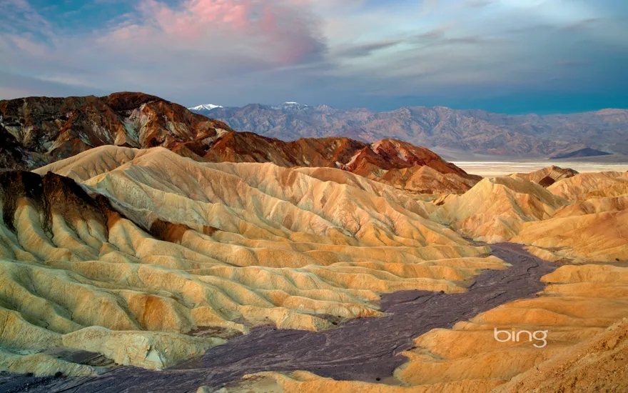 View of eroded cliffs from Zabriskie Point, Death Valley National Park, California